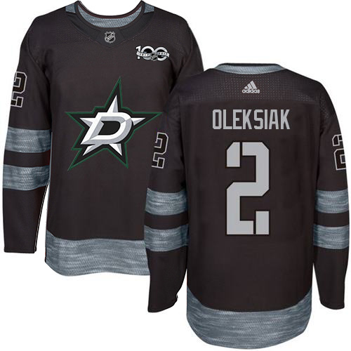 Adidas Men Dallas Stars #2 Jamie Oleksiak Black 1917-2017 100th Anniversary Stitched NHL Jersey->dallas stars->NHL Jersey